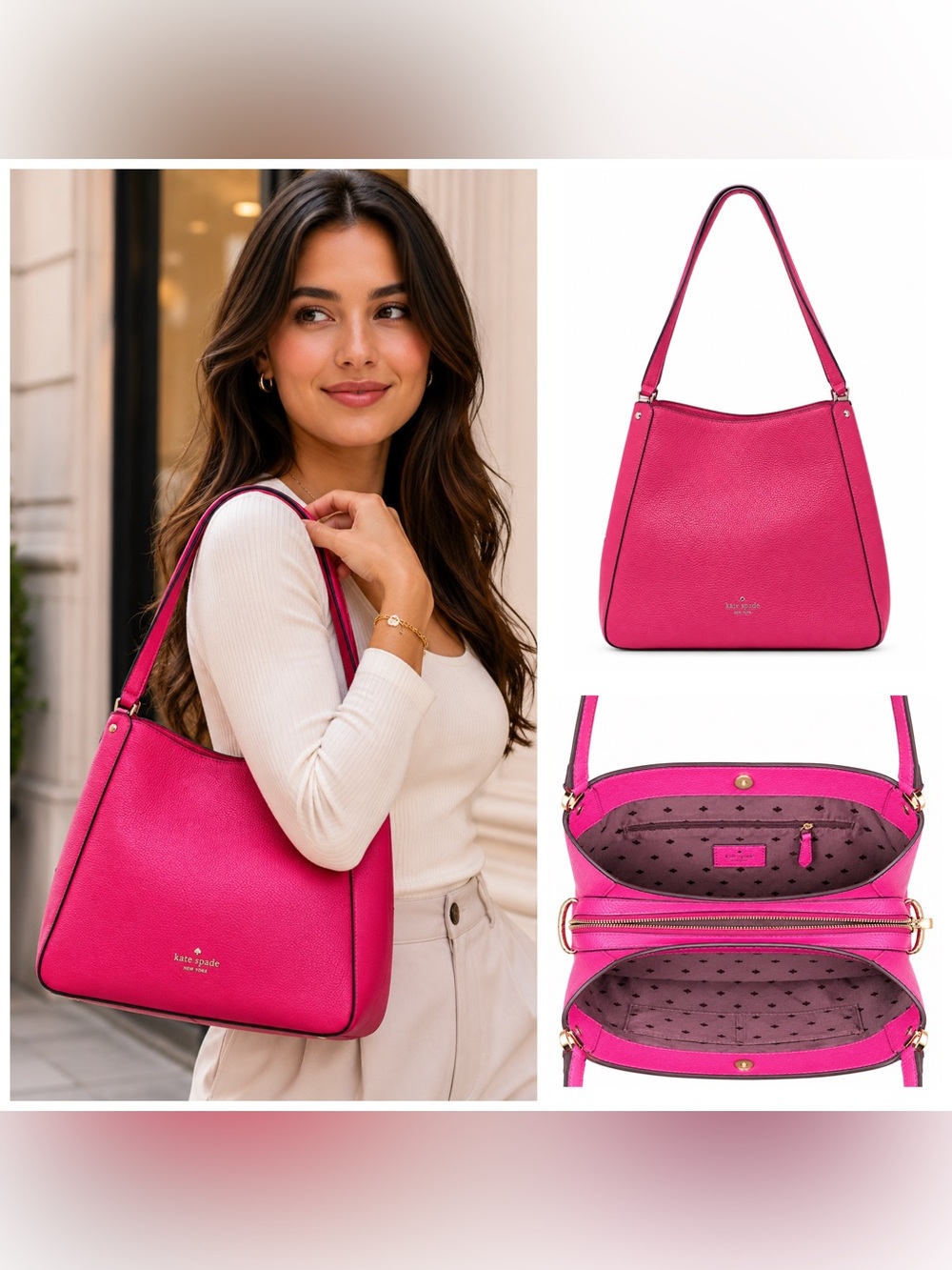 Kate Spade. 5 Piece: Leila Bag & Free Wristlet, Glasses & Case, Scarf & Dust Bag - Picture 2 of 16